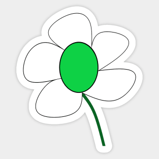 White and Green Daisy Sticker